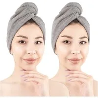 HAMMETEX Turban-Handtuch 2er Set Haarturban Damen, 100% Baumwolle, Flauschig & Schnelltrocknend, Frottier (Set, 2-St), Uni-Farben, weich