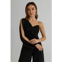 WOMAN VISION Overall Gürtel-Jumpsuit mit weitem Bein, gefüttert und einem Ärmel