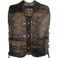 MDM Lederweste Vintage Lederweste Leder Kutte Bikerweste