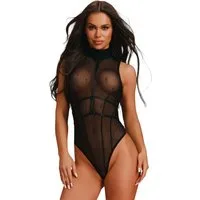 Obsessive Stringbody Anniverse Spezial Body transparent mit Reißverschluss - schwarz (1-tlg) verdeckter Reißverschluss auf der Rückseite