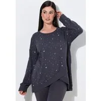 Ulla Popken Sweatjacke Loungewear-Sweater Sterne oversized Rundhals