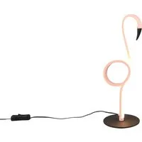 Reality Leuchten LED Tischleuchte INGO, LED Tischlampe in Flamingo Form, 6W 550 Lumen 300K warmweiß, Ein-/Ausschalter, LED fest integriert, Warmweiß, Flamingo Lampe mit Schnurschalter, Höhe 35 cm Ø 12 cm Tiefe 14,5 cm