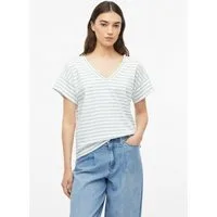 s.Oliver Kurzarmshirt T-Shirt Gestreiftes Jersey-T-Shirt mit V-Ausschnitt