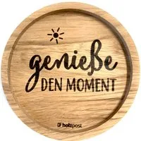 holzpost GmbH Getränkeuntersetzer Holz-Untersetzer Eiche mit Gravur – Rustikaler Glasuntersetzer Ø11,2cm, Zubehör für Gläser, Tassen, Becher, Flaschen, Kerzen, Tischdekoration im Landhaus-, Boho- oder modernen Stil, Echtholz - Gefertigt in Deutschlan