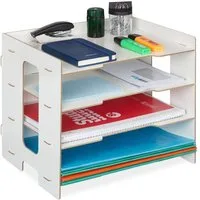 relaxdays Briefablage aus MDF mit 3 Fäch, weiß