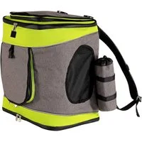 lionto Tiertransporttasche Rucksack für Haustiere, mit Regenhaube bis 14 kg, atmungsaktiv, mit Karabiner & herausnehmbarer Unterlage