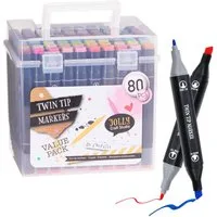 Spetebo Filzstift Doppelfasermaler in transparenter Aufbewahrungsbox, (Anzahl, 80-tlg.,1 Set), Doppel Filzstifte Set in Box mit Tragegriff
