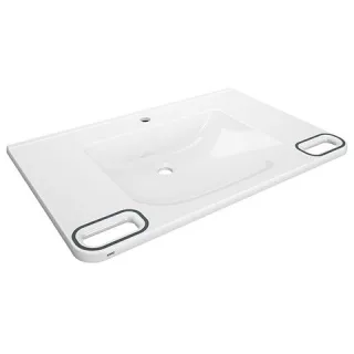 KWC Aquarotter Einzelwaschtisch, MEDCARE, MIRANIT, 850x150x550 mm, weiß/grau, Hl., Griff, 2030072434 2030072434