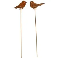 Posiwio Gartenstecker 2er Set Gartenstecker Vogel (2-St., 2 tlg) rostoptik, 2er Set, Vögel, Gartenstecker