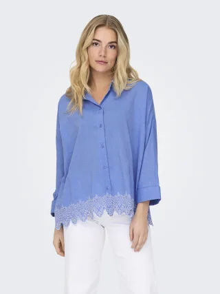 ONLY - ONLGRACES TULUM LS EMB SHIRT NOOS WVN Blue Bonnet - Gr. - S