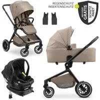 Hauck Kombi-Kinderwagen Move N Care Trio Set - Mocha, 4in1 Kinderwagen Set mit Babywanne, Babyschale, Isofix Base & Zubehör