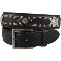 ORIGINALBELTS Ledergürtel 2980-Negro Goya Rockiger Leder Gürtel, mit Python unterlegten Cut-Outs