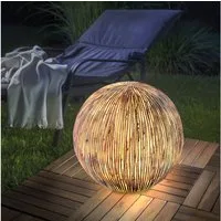 esotec LED Gartenleuchte Solarkugel Ribbed Ball DUO COLOR 5500K 2700K D26cm winterfest 102676, LED fest integriert