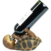 BRUBAKER Weinflaschenhalter Durstige Schildkröte, (Weinzubehör - Witziges Wein Geschenk, 1-St., Meeresschildkröte Deko Figur Handbemalt Bar), Flaschenhalter Trinkende Tiere - Flaschenständer lustig