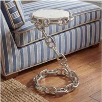 FINEBUY Beistelltisch SuVa77703 Sofatisch Marmor Wohnzimmertisch 31cm rund Tisch Handmade (Schicker Ablagetisch mit originellem Gestell), Robuste Steinplatte als sichere Ablagefläche