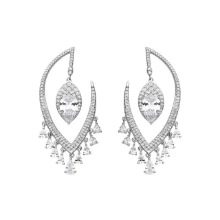 Luxenter Ohrringe aus 925er Sterlingsilber mit funkelnden Zirkonia-Steinen, rhodiniert – Hakku