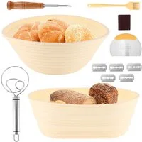 BlingBin Gärkorb 12-teiliges Faltbare Gärkörbchen für Brotbacken, Sauerteig Starter Set, (12er Set 2-tlg), Komplettset für die Brotherstellung – Ideal für Anfänger & Profis