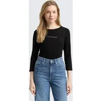 TOM TAILOR 3/4-Arm-Shirt T-Shirt Slim Fit Langarmshirt mit Glitzer-Logo