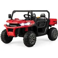 COSTWAY Elektro-Kinderauto 12V Kinderquad, 2 Sitzer Elektroauto, mit Musik, Hupe, 3-8 km/h