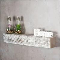 Levandeo® Wandregal, levandeo Wandregal Holz Massiv 60x10cm Shabby Chic Wandboard Regal