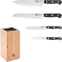 Zwilling Messerblock Gourmet, inkl. 4 Messer (5tlg), mit flexiblen Kunststoff-Borsten, Bambus