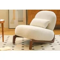 LVHOM Loungesessel runder Relaxsessel,ohne Armlehnen, weich gepolstert, Massivholzrahmen (Samtstoff,einzigartiges Design mit Lendenkissen,ergonomisches Design, rutschfeste Füße, niedriger Schwerpunkt, belastbar bis 150kg), für Schlaf-, Wohn-, Arbeits