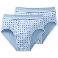 Schiesser Slip Essentials (2er Pack) mit Eingriff, Feinripp-Qualität, Softbund, kariert, Baumwolle