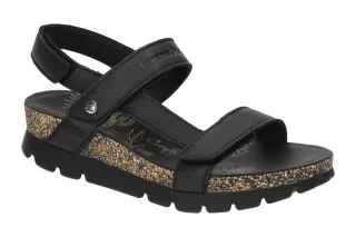 Panama Jack Damen Sandale Selma B4 PJ Schwarz Keilabsatz Klettverschluss