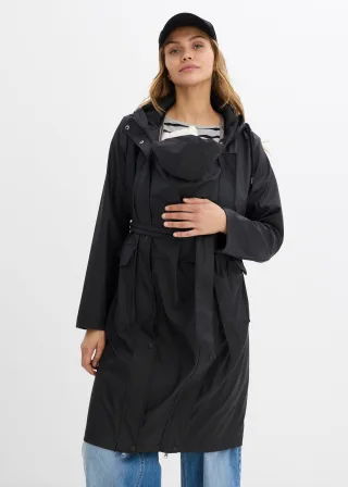 bonprix 3-in-1 wind- und wasserdichter Umstands- und Tragemantel mit zwei Einsätzen, schwarz, Gr.42, Regenjacke für die Schwangerschaft und danach