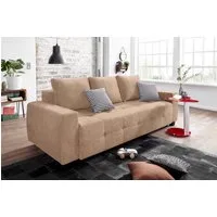 OTTO home Schlafsofa Bella, B: 241 cm, Liegefl. 142x194 cm, Bettfunktion, Bettkasten & 2 Zierkissen, Federkern