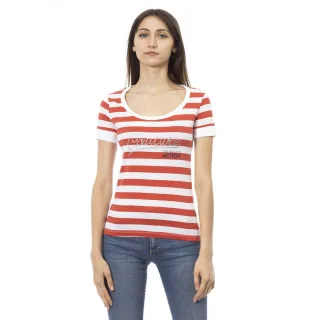 Gestreiftes T-Shirt mit Strassdetails