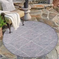 Carpet City Outdoorteppich PALM3075, rund, Höhe: 5 mm, Wetterfest & UV-beständig, für Balkon, Terrasse, Küche, flach gewebt