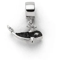 DUR Bead Charm F283 – Bead-Anhänger „Walfisch“ mit Lavasand, 925er Silber, 15 mm, mit Öse