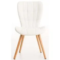 TPFLiving Esszimmerstuhl hochwertiger Besucherstuhl in modernem Design (Küchenstuhl - Esstischstuhl - Wohnzimmerstuhl - Polsterstuhl, 4 St), Gestell: Holz natura - Sitzfläche: Kunstleder weiß
