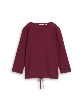 Tom Tailor - Langarmshirt mit Knopf-Details Preppy Plum - Gr. - XXL