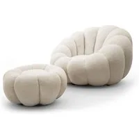 Lookway Drehsessel FLUFFY mit Fußhocker Bequemer Relaxsessel für Wohnzimmer (1x Sessel 1x Fußhocker), Drehsessel