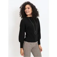 bonprix Strickpullover toller Viskose-Mix, mit modischen Ballonärmeln mit breiten Bündchen