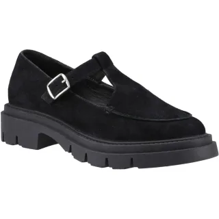 Hush Puppies Nella T-Bar Wildleder Damen Schuhe in Schwarz