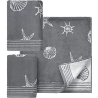 Dyckhoff Handtuch Set Seashell, Walkfrottee (Set, 3-St), mit Muschelmuster, 2 Handtücher (50x100cm), 1 Duschtuch (70x140cm)