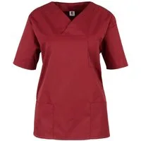 BEB Schlupfbluse beb MEDIZIN/PFLEGE Damen KASACK Kurz V-Neck Baumwollmix Weinrot