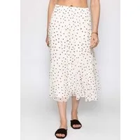 SASSYCLASSY Midirock Langer Chiffon Rock mit Punktemuster Damen Leicht transparenter Midi Rock mit elastischem Bund Offwhite