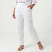 OriginalYou Leinenhose Sommerhose Damen Leinen Schlupfhose mit Elastikbund Straight Leg Stil Erhältlich von 36 bis 44, 100% Leinen, weicher Komfortbund