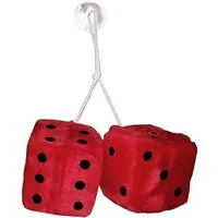 All Ride Plüschanhänger Deko WÜRFEL 8cm Plüschwürfel mit Saugnapf Autowürfel Retro 35 (Rot), Glückswürfel Hängewürfel für Autospiegel Fuzzy Auto Spiegel