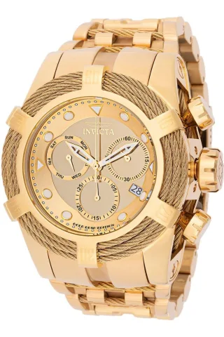 Invicta Bolt 48604 Herrenuhr - Quarzwerk - Edelstahl mit goldenem Zifferblatt - 53 mm