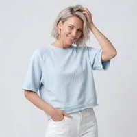 OriginalYou T-Shirt Damen Strand Sweatshirt Baumwoll Shirt Raglan Kurzarm Strand Sweater aus 100% Baumwolle, One Size 36-40 (oversize/klassisch)