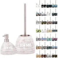 Sanilo Badaccessoire-Set mit Motiv, viele schöne Seifenspender und WC Bürsten zur Auswahl, Klobürste mit auswechselbaren Bürstenkopf, 2 tlg., 2-tlg., Desinfektionsspender mit stabiler Pumpe, hochwertig & modern