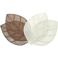 Home-trends24.de Platzset Platzmatte Blatt 4er Set Jute Braun Weiß Tischset Herbstdeko, (4-St)