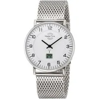 MASTER TIME Funkuhr Basic MTGS-10558-12M, Quarzuhr, Armbanduhr, Herrenuhr, Edelstahlarmband, analog, digital