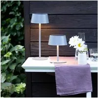 OTTO home LED Außen-Tischleuchte Oddny - Tischlampe 2er Set mit Solar u. Akku, Dimmfunktion, LED fest integriert, Warmweiß, 30 cm, aufladbar ü. Solar & USB, 3000 K, dimmbar, IP44, Akkulampe