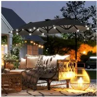 Outsunny Sonnenschirm Doppelsonnenschirm mit verstellbarem Neigungswinkel, LxB: 292x150 cm, Gartenschirm, Marktschirm, Grau, Stahl